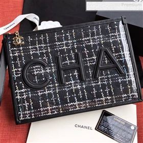 Chanel PVC and Tweed Large Pouch AP0360 Black 2019 (SSZ-9081720)