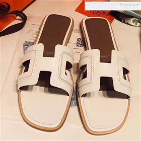 Hermes Oran Stitching Slide Sandals White 2019 (Huangz-9081529)