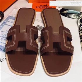 Hermes Oran Stitching Slide Sandals Brown 2019 (Huangz-9081528)