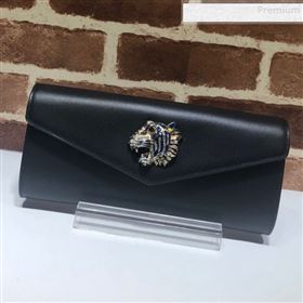 Gucci Broadway Leather Clutch with Tiger 576532 Black 2019 (DLH-9081411)