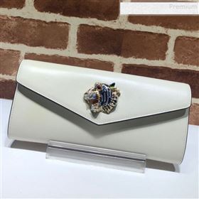 Gucci Broadway Leather Clutch with Tiger 576532 White 2019 (DLH-9081412)
