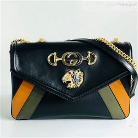 Gucci Rajah Medium Shoulder Bag in Patchwork Leather 537241 Black 2019 (MINGH-9081418)