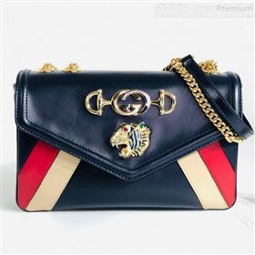 Gucci Rajah Medium Shoulder Bag in Patchwork Leather 537241 Blue 2019 (MINGH-9081419)