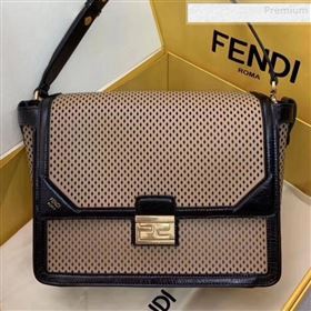 Fendi Kan U Large Embossed Corners Perforated Leather Flap Bag Khaki 2019 (AFEI-9081425)