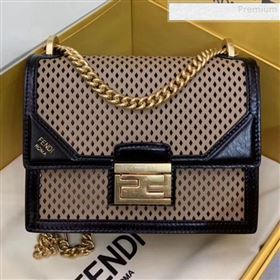 Fendi Kan U Small Embossed Corners Perforated Leather Flap Bag Khaki 2019 (AFEI-9081421)