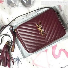 Saint Laurent Lou Camera Shoulder Bag in Quilted Leather 520534 Burgundy 2018 (KTS-9081507)