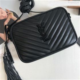 Saint Laurent Lou Camera Shoulder Bag in Quilted Leather 520534 All Black 2018 (KTS-9081505)