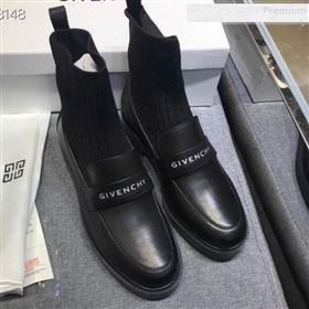 Givenchy Calfskin and Stretch Fabric Short Boots Black Leather 2019 (ZM-9102335)