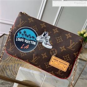 Louis Vuitton Monogram Canvas Print Double Zip Pochette Pouch with Chain M67561 2019 (FANG-9101427)