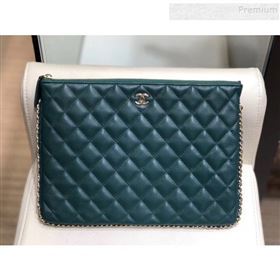 Chanel Quilted Lambskin Chain Trim Pouch AP0638 Green 2019 (SMJD-9101416)