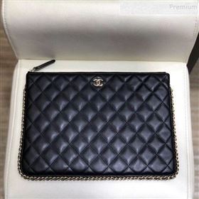 Chanel Quilted Lambskin Chain Trim Pouch AP0638 Black 2019 (SMJD-9101417)