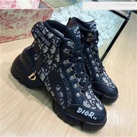 Dior Saddle Oblique Canvas and Calfskin High-top Sneakers Black 2019 (MD-9101915)