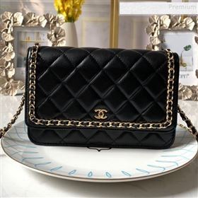 Chanel Quilted Lambskin Chain Trim Wallet on Chain WOC Black 2019 (FM-9101706)