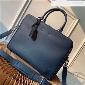 Louis Vuitton Mens Armand Briefcase MM Top Handle Bag M55228 Navy Blue 2019 (KIKI-9101766)