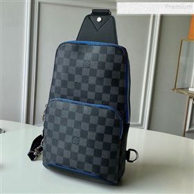 Louis Vuitton Mens Avenue Damier Graphite Canvas Sling Shoulder Bag N40008 Blue 2019 (KD-9101778)