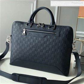 Louis Vuitton Avenue Soft Damier Leather Briefcase Top Handle Bag N41020 Dark Blue 2019 (KD-9101773)