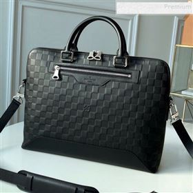 Louis Vuitton Avenue Soft Damier Leather Briefcase Top Handle Bag N41019 Black 2019 (KD-9101774)