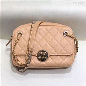 Chanel Quilted Grained Calfskin Round CC Metal Camera Bag AS6066 Apricot 2019 (SMJD-9102224)