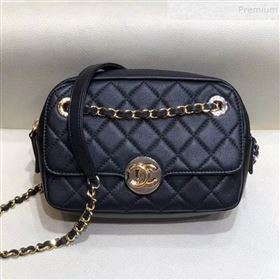 Chanel Quilted Grained Calfskin Round CC Metal Camera Bag AS6066 Black 2019 (SMJD-9102226)