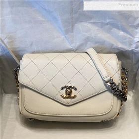 Chanel Quilted Calfskin Flap Bag AS0413 White 2019 (SMJD-9102205)