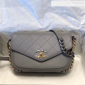 Chanel Quilted Calfskin Flap Bag AS0413 Gray 2019 (SMJD-9102206)