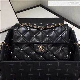 Chanel Quilted Pearl Lambskin Flap Bag AS1202 Black 2019 (KAIS-9102210)