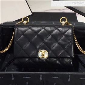Chanel Quilted Leather Pearl Trim Small Flap Bag AS1170 Black 2019 (KAIS-9102214)