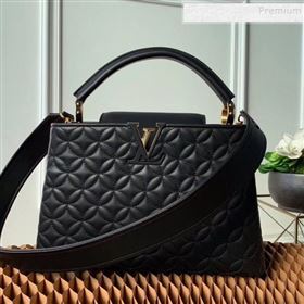 Louis Vuitton Capucines PM Monogram Flower Top Handle Bag M55366 Black 2019 (KIKI-9102238)