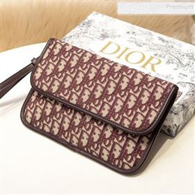 Dior Oblique Canvas Flap Clutch Burgundy 2019 (BINF-9102403)