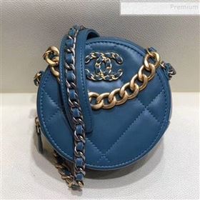 Chanel Maxi-Quilted Lambskin Round Clutch with Chain Blue 2019 (SMJD-9102203)