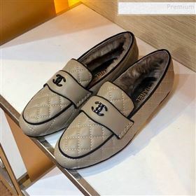 Chanel Quilted Lambskin and Wool Flat Loafers Gray 2019 (SIYA-9102440)