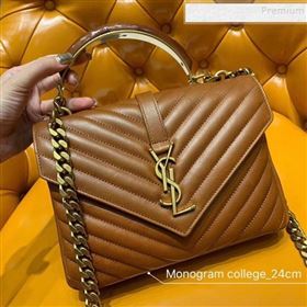 Saint Laurent Medium Monogram College Bag 500839 Brown/Gold (JUND-9102922)