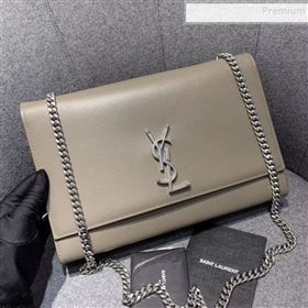 Saint Laurent Large Kate Bag in Grained Calfskin 446752 Beige Grey (JUND-9102924)