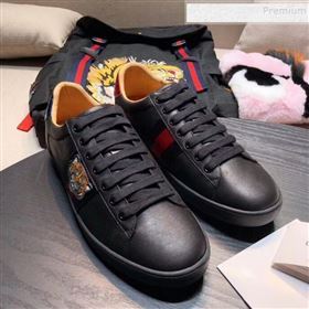 Gucci Ace Sneaker with Real Snake Leatehr Back And Embroidered Tiger Black 2019 (DH-9103181)