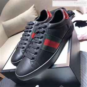 Gucci Ace Sneaker with Real Snake Leatehr Back And Green/Red Web Black 2019 (DH-9103182)