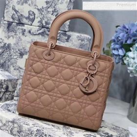 Dior Lady Dior Medium Flap Bag in Ultra-Matte Cannage Calfskin Beige-Pink 2019 (BINF-9103137)