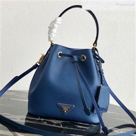 Prada Saffiano Leather Bucket Bag 1BE032 Blue 2019 (PYZ-9102416)