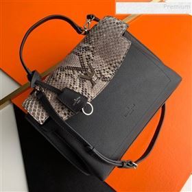Louis Vuitton Lockme Ever MM Pythonskin Calfskin Top Handle Bag N97009 Black 2019 (KD-9102838)