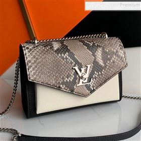 Louis Vuitton Mylockme BB Pythonskin Calfskin Shoulder Bag N97005 Black/White 2019 (KD-9102839)
