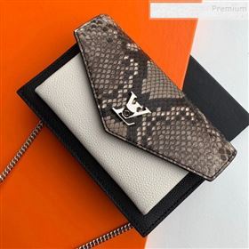 Louis Vuitton Mylockme Chain Pochette Pythonskin Calfskin Top Handle Shoulder Bag N97000 Black/White 2019 (KD-9102840)