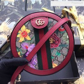 Gucci Ophidia GG Flora Mini Round Shoulder Bag ‎550618 Red 2019 (DLH-9102925)