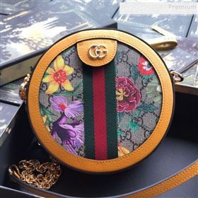 Gucci Ophidia GG Flora Mini Round Shoulder Bag ‎550618 Yellow 2019 (DLH-9102926)