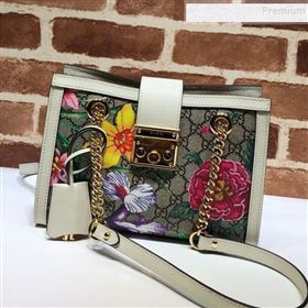 Gucci Padlock GG Flora Small Shoulder Bag 498156 White 2019 (DLH-9102927)