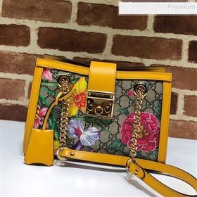 Gucci Padlock GG Flora Small Shoulder Bag 498156 Yellow 2019 (DLH-9102929)