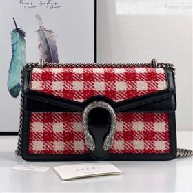 Gucci Dionysus Check Tweed Small Shoulder Bag 400249 Red 2019 (DLH-9102934)