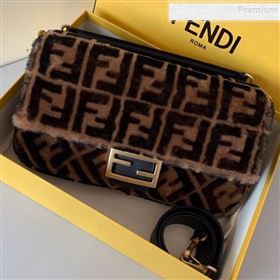 Fendi Baguette Sheepskin Large Bag Brown/Black 2019 (AFEI-9103011)