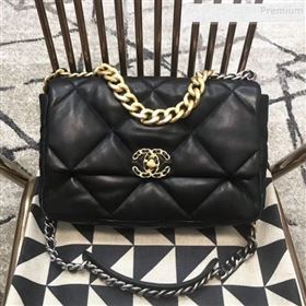 Chanel Quilted Goatskin 19 Large Flap Bag AS1161 Black 2019 (JDH-9102802)