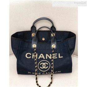 Chanel Deauville Lurex Canvas Large Shopping Bag A93786 Navy Blue/Gold 2019 (YD-9102809)
