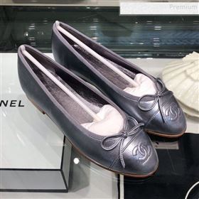 Chanel Tweed and Patent Calfskin Ballerinas G02819 Silver 2019 (XO-9110145)