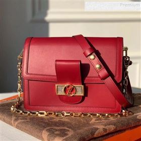 Louis Vuitton Dauphine MM Smooth Leather Shoulder Bag M55735 Burgundy 2020 (KIKI-9110439)